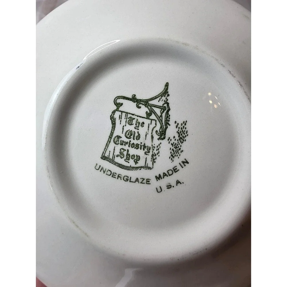 Vintage Green Transferware Teapot Bread and Butter‎ Plates Set of 6 6.25 Inch A2